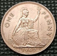 *WIELKA BRYTANIA [0192] *ONE 1 PENNY 1967 ELŻBIETA II