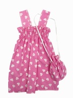 Ružové letné šaty pre dievčatko s kabelkou srdiečka komplet veľ.92