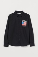 H&M Bawełniana koszula z nadrukiem długim rękawem chłopięca NASA flaga 158