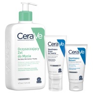 CeraVe Nawilżający Krem do Twarzy 52ml, Oczyszczający Żel do Mycia 473ml