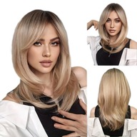 Parochňa Dámska Parochňa Gradientu Blond Vlasy Dlhé 46cm + Čiapka