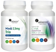 Aliness Organický zinok TRIO 15mg + Meď trio Zdravá pokožka Zdravé vlasy