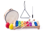 Woody Muzikálny set (xylofón, tamburína/bubienok, triangel, 2 maracas vajíčok