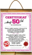 Dyplom Certyfikat Pamiątka na 50 Urodziny dla kobiety Żony, 50tkę