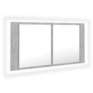 vidaXL Kúpeľňová skrinka so zrkadlom a LED, sivá betónová, 90x12x45 cm