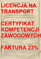 LICENCJA NA TRANSPORT CERTYFIKAT KOMPETENCJI ZAWOD