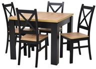 Zestaw stół 90x90/120 cm i 4 krzesła krzyżak