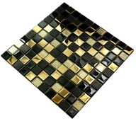 SKLENENÁ MOZAIKA čierna zlatá BLAC DIAM, zlatá dlažba , dekoratívna mozaika
