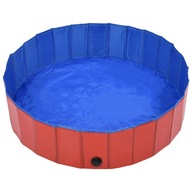 Skladací bazén pre psa, červený, 120 x 30 cm, PVC