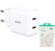 ŁADOWARKA SIECIOWA SWIFT 2x PORT USB C AUKEY PD 20W QUICK CHARGE 3.0