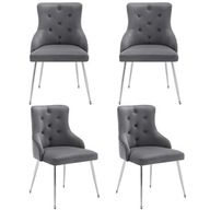 Jedálenská stolička so vzorom v gombíkoch, čalúnené kreslo 4 ks sivá