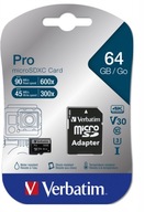 MicroSD karta Verbatim Pro 600x 64 GB