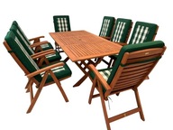 Súprava nábytku z exotického dreva set s vankúšmi a stoličkami terasa 8