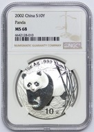 Chiny, 10 yuan 2002, Panda, NGC MS68