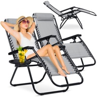 2x Składany leżak ogrodowy plażowy grawitacyjny fotel na taras do ogrodu