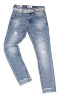 spodnie dziewczęce jeans pasek 110-116