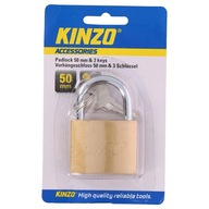 Kinzo - Mosadzný visiaci zámok 50 mm s 3 kľúčmi
