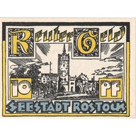 Banknot, Niemcy, Rostock, 10 Pfennig, château, 192