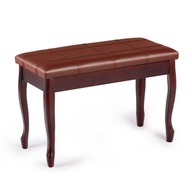 Drewniana ławka stołek do fortepianu pianina ze schowkiem brązowy