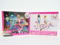 LALKA BARBIE ZESTAW 2 LALKI z pieskiem + rower + deskorolka