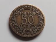 Francja 50 Centimes 1923 st. 3+/3