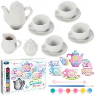 KERÁMIA TEA KÉSZLET FESTÉS KREATÍV FESTÉK ECSETEK AJÁNDÉK