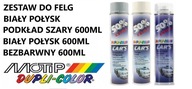 ZESTAW DO MALOWANIA FELG BIAŁY POŁYSK MOTIP DUPLI COLOR AKRYL SPRAY 1800ML