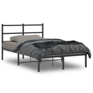 Kovový rám postele s čelom čierny 120x200 cm