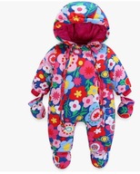 BABY SNOWSUIT kombinezon dziecięcy zimowy kwiaty 18-24 miesięcy