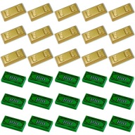 LEGO 30db-os szett Kincs Pénz Dollár Rúd Arany 3069px7 99563