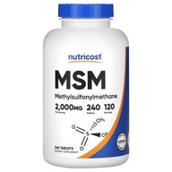 Nutricost, MSM, 2000 mg, 240 tabletek (1000 mg na tabletkę)