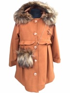 Płaszcz zimowy dziewczęcy kolor brązowy - 116
