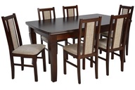 6 krzeseł drewnianych + stół rozkładany 4m/ORZECH