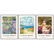 Zestaw 3 plakatów 29,7x21 A4 Claude Monet reprodukcja malowany sztuka BOHO