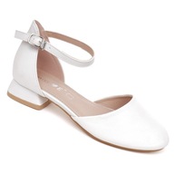 Czółenka Dziewczęce Białe Buty Komunijne Klasyczne Eleganckie Perłowe 34