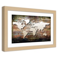 Obraz v ráme, Mapa sveta na starých doskách - 90
