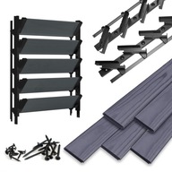 Mozgatható deszkák Grafit 5 db Shutters rendszer HDPE Terasz redőnyök Fekete