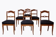 Komplet sześciu krzeseł orzech, biedermeier, do jadalni