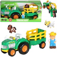 Traktor traktor s farmárom zvieratka zvuky svetla