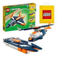 LEGO 3w1 - Samolot, Helikopter lub Motorówka 31126 + Torba Prezentowa LEGO