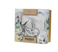 Puzzle Slony 60 dielikov, realistické maľované ilustrácie
