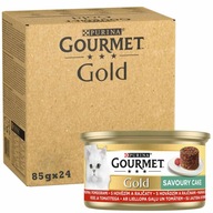 Purina Gourmet Gold Savoury Mokra karma z wołowiną i pomidorem 85g x 24szt