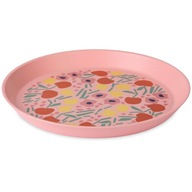 VIRÁGMINTÁS TÁNYÉR RÓZSASZÍN 20,5 CM MŰANYAG UNIVERZÁLIS UTAZÁSHOZ