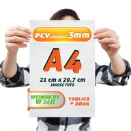 Druk UV PCV 3mm A4 30x21cm Tablica Szyld Plansza wydrukiem Płyta reklamowa