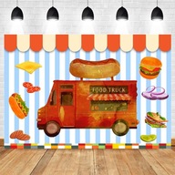 Tło fotograficzne Hamburger Truck tło sklep z deserami Fast Food Hot Dog Pi