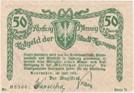 Banknot, Niemcy, Neuruppin, 50 Pfennig, personnage