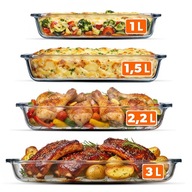 4x HŐÁLLÓ ÜVEG TÉGLALAP ALAKÚ SÜTŐ SZETT