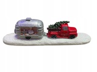 Zimowe miasteczko świąteczna wioska samochód z choinką foodtruck