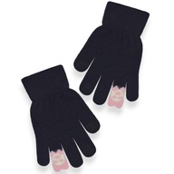 Czarne rękawiczki dotykowe 5P dla dziewczynki zimowe ciepłe Noviti r.18