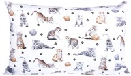 Poszewka koteczki kotki koty kot włóczki 40x60 biała bawełna dla dziecka